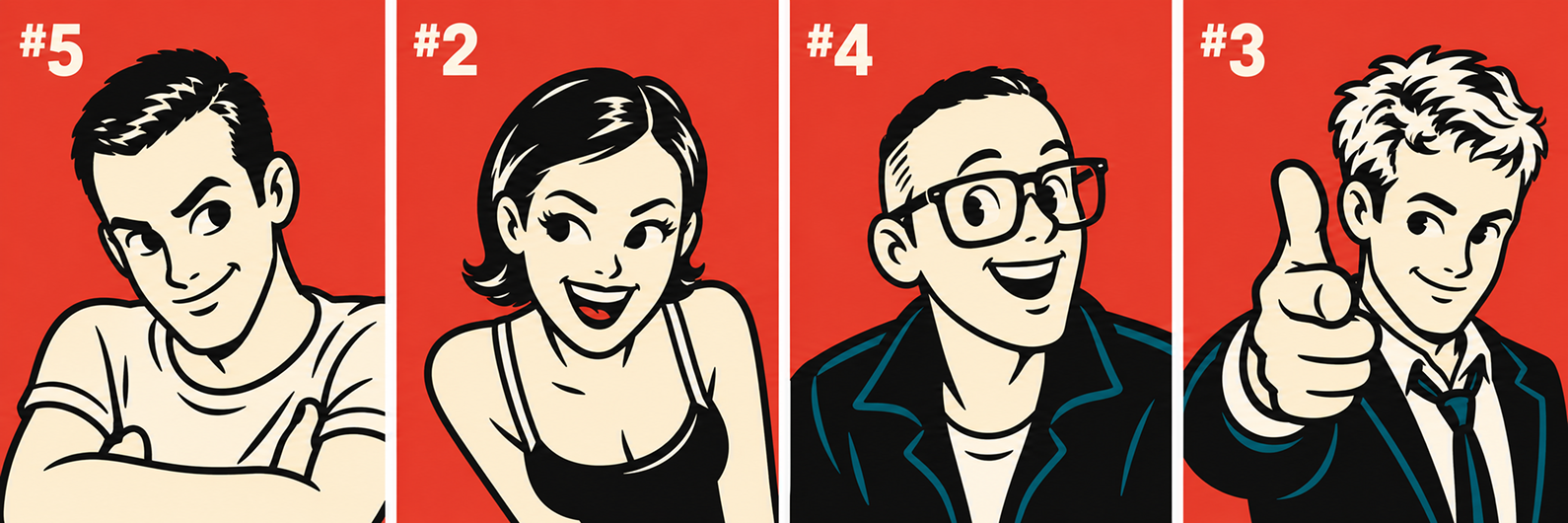 Four Trainspotting characters reimagined as retro cartoons